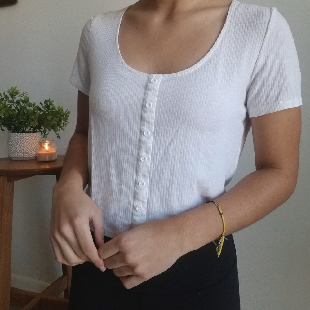White Scoop Neck Top